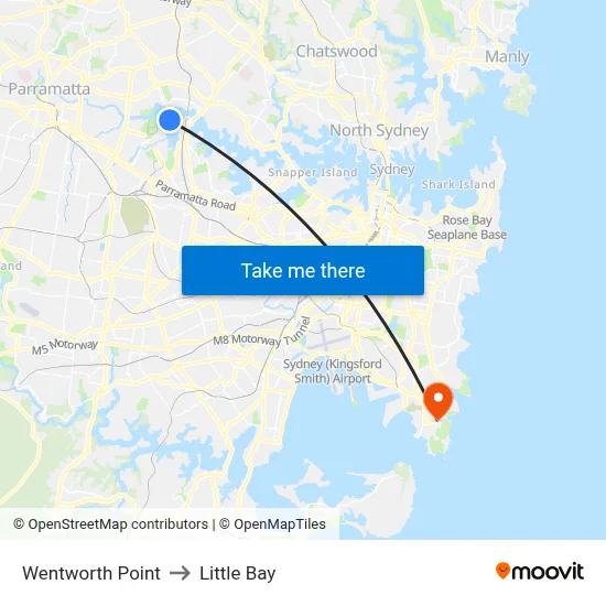 Wentworth Point to Little Bay map