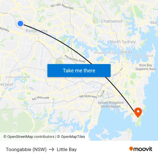Toongabbie (NSW) to Little Bay map