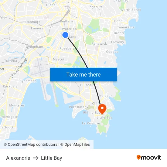 Alexandria to Little Bay map