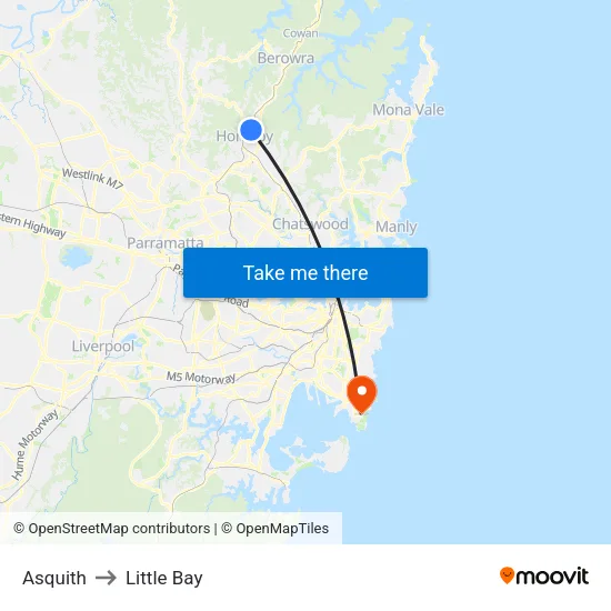 Asquith to Little Bay map