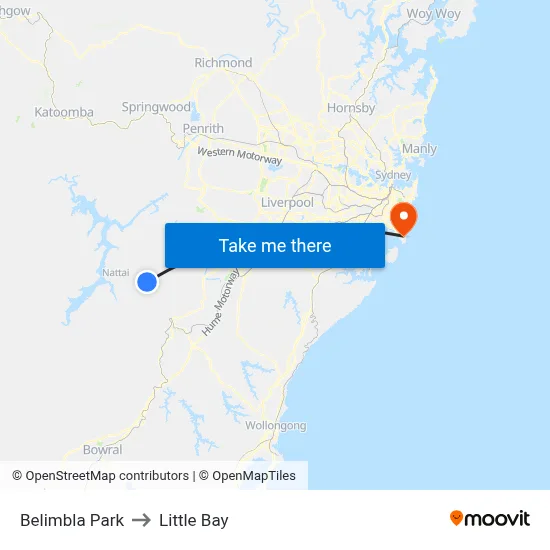 Belimbla Park to Little Bay map