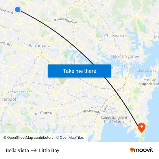 Bella Vista to Little Bay map