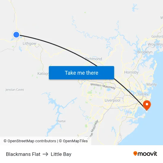 Blackmans Flat to Little Bay map