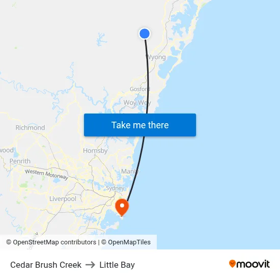 Cedar Brush Creek to Little Bay map