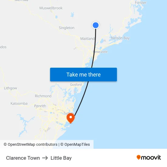 Clarence Town to Little Bay map