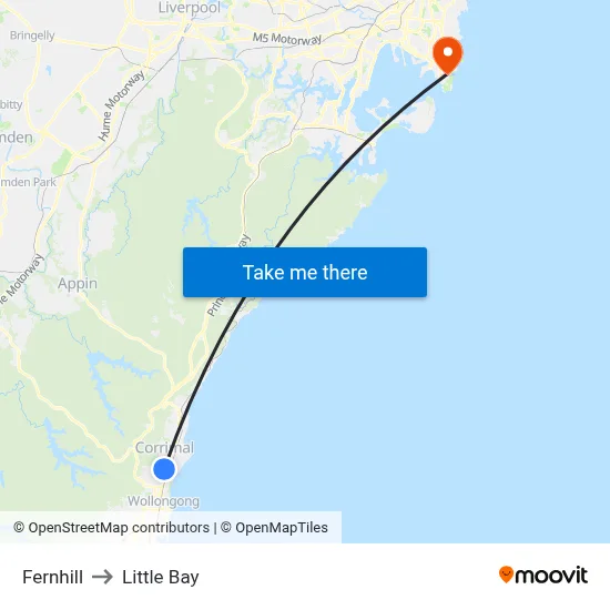 Fernhill to Little Bay map