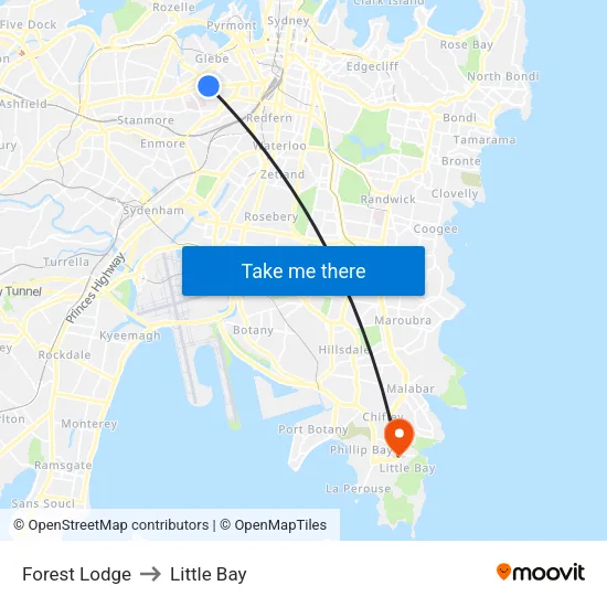 Forest Lodge to Little Bay map