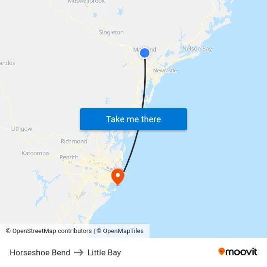 Horseshoe Bend to Little Bay map