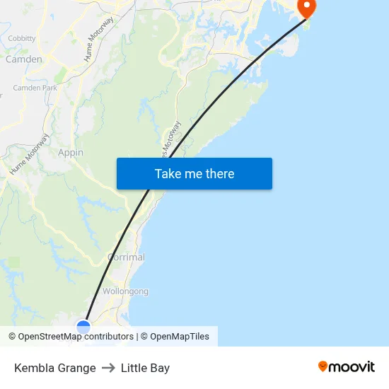 Kembla Grange to Little Bay map