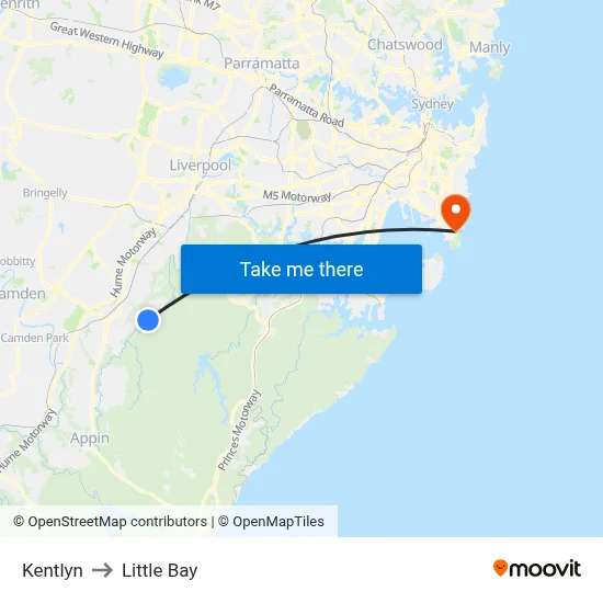 Kentlyn to Little Bay map