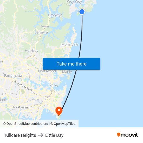 Killcare Heights to Little Bay map