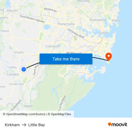 Kirkham to Little Bay map