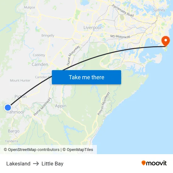 Lakesland to Little Bay map