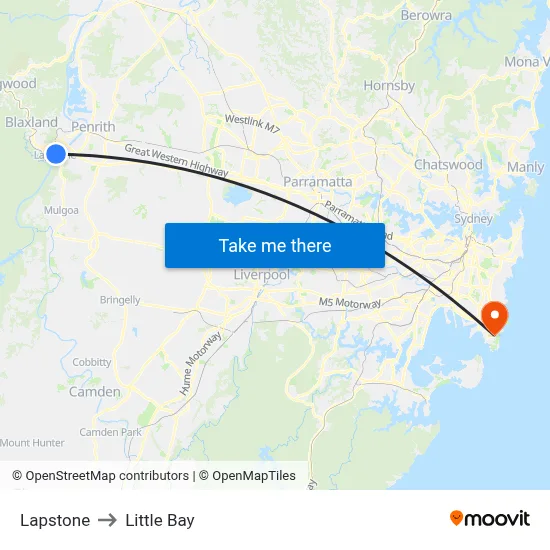 Lapstone to Little Bay map