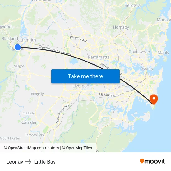 Leonay to Little Bay map