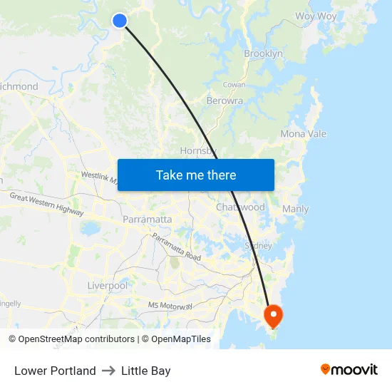 Lower Portland to Little Bay map