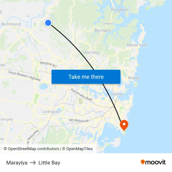 Maraylya to Little Bay map