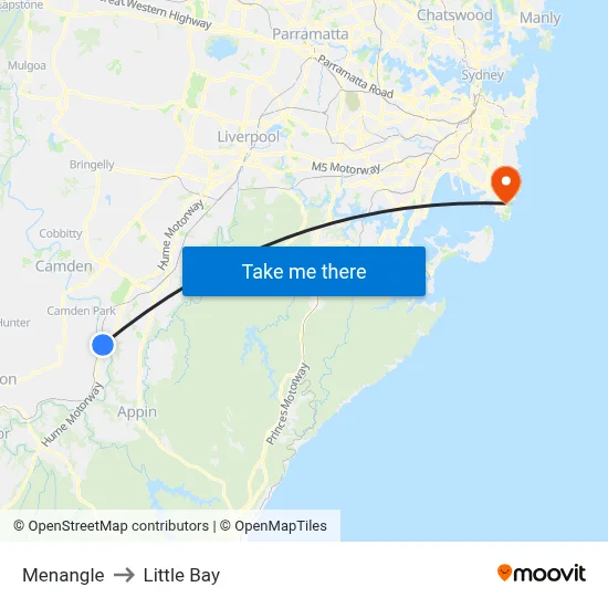 Menangle to Little Bay map