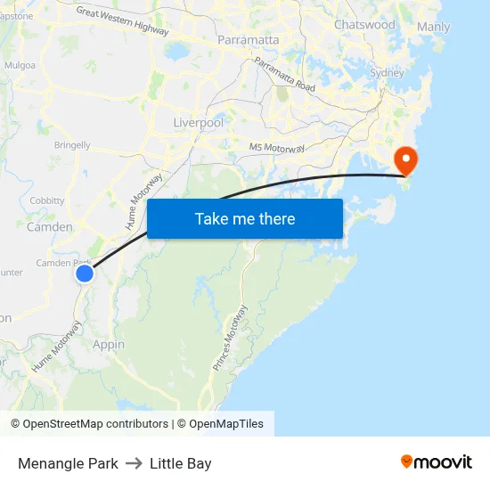 Menangle Park to Little Bay map