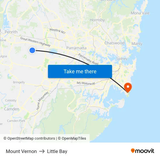 Mount Vernon to Little Bay map
