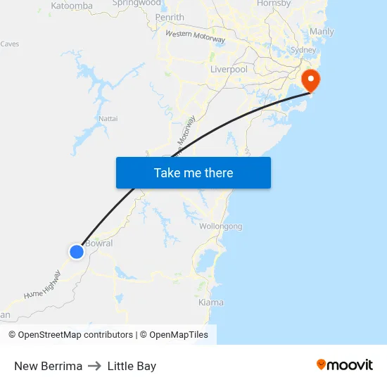 New Berrima to Little Bay map
