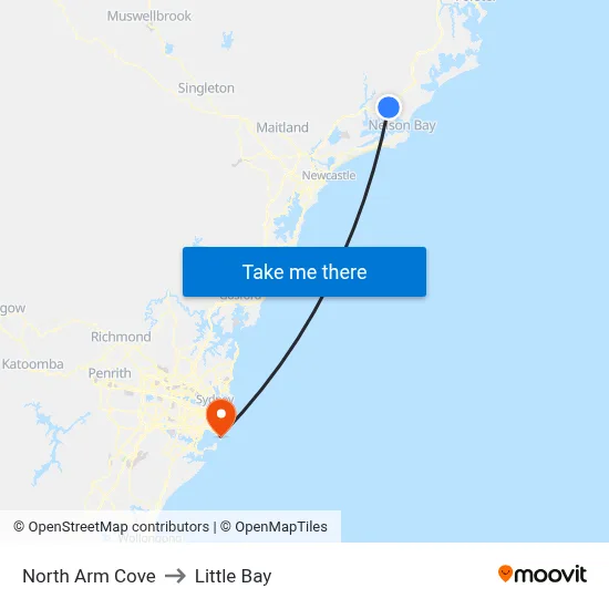 North Arm Cove to Little Bay map