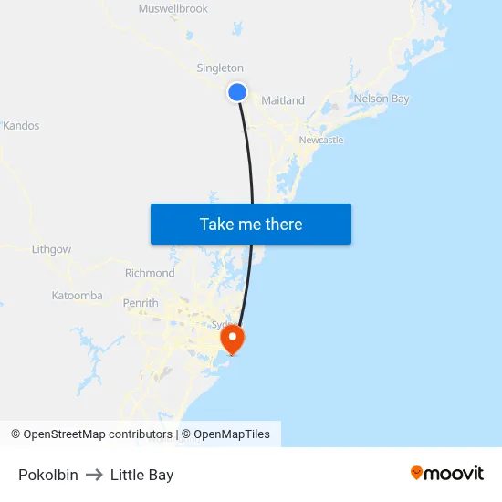 Pokolbin to Little Bay map