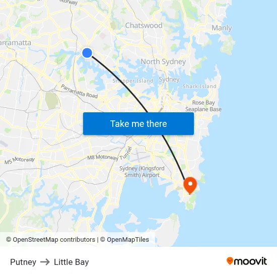 Putney to Little Bay map