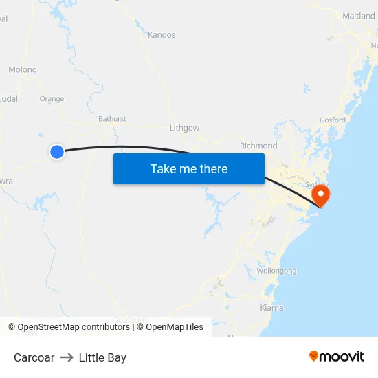 Carcoar to Little Bay map