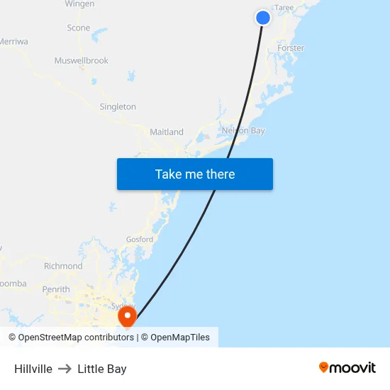 Hillville to Little Bay map