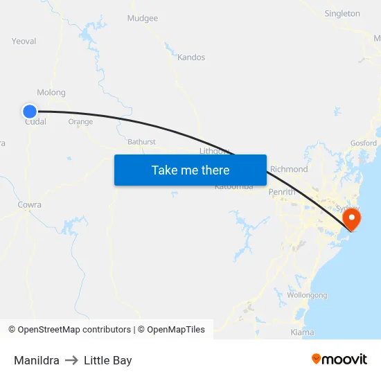 Manildra to Little Bay map