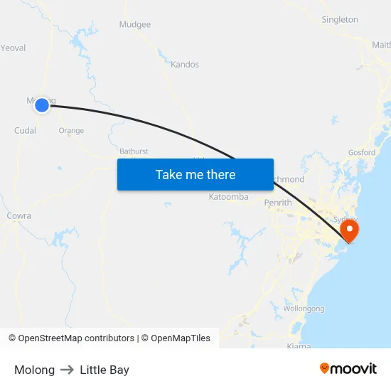 Molong to Little Bay map