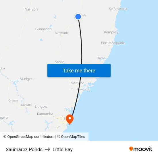 Saumarez Ponds to Little Bay map