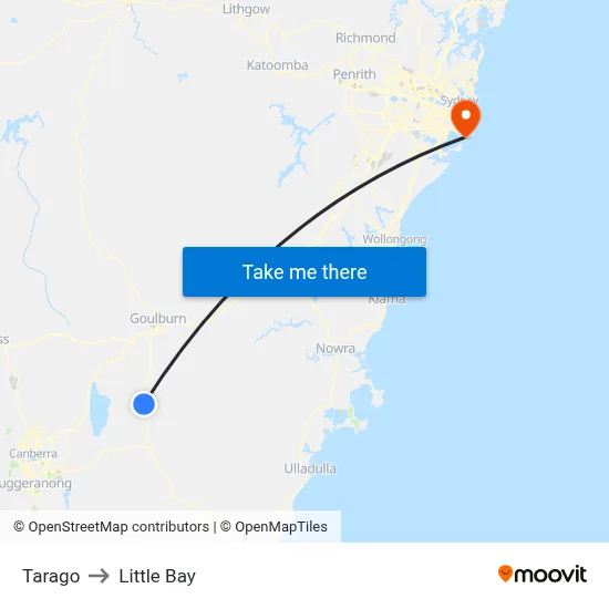 Tarago to Little Bay map
