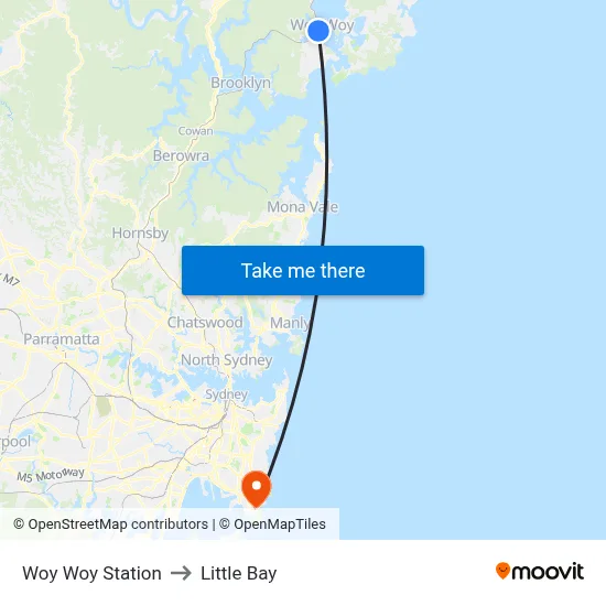 Woy Woy Station to Little Bay map