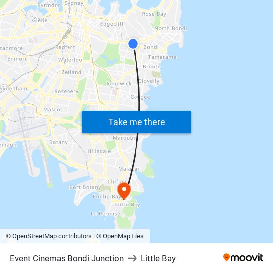 Event Cinemas Bondi Junction to Little Bay map