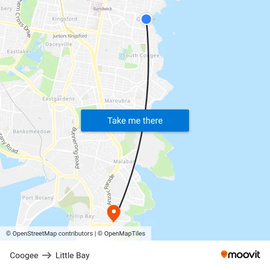 Coogee to Little Bay map