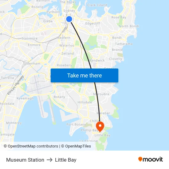 Museum Station to Little Bay map