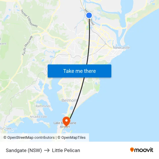 Sandgate (NSW) to Little Pelican map