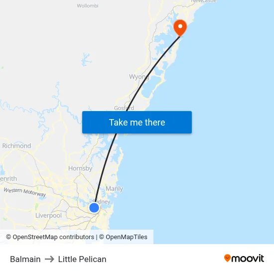 Balmain to Little Pelican map