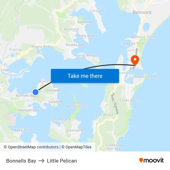 Bonnells Bay to Little Pelican map