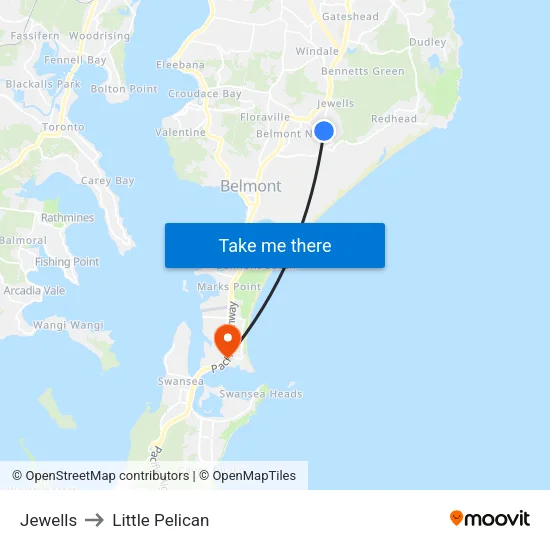 Jewells to Little Pelican map