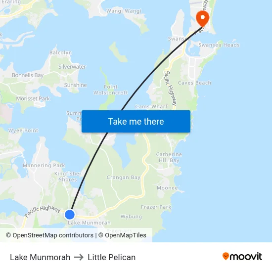 Lake Munmorah to Little Pelican map