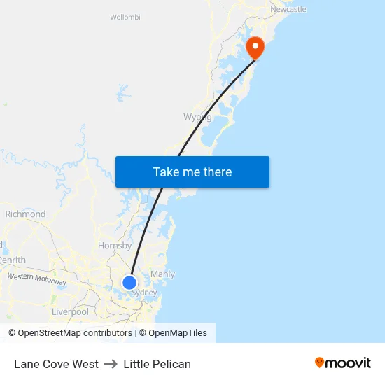 Lane Cove West to Little Pelican map