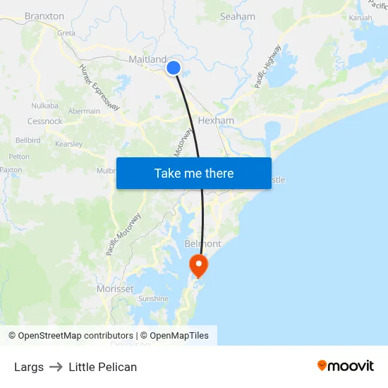 Largs to Little Pelican map
