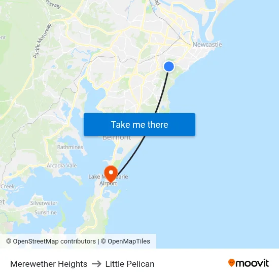 Merewether Heights to Little Pelican map