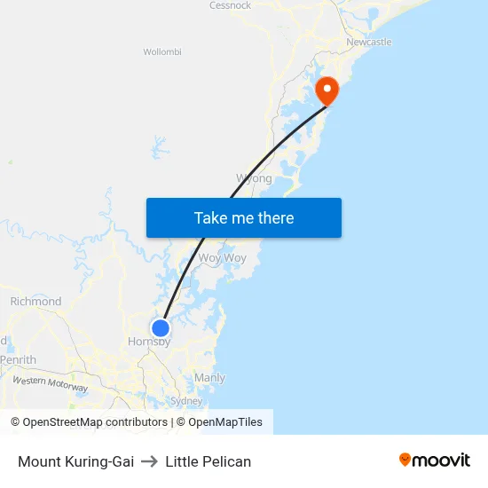 Mount Kuring-Gai to Little Pelican map