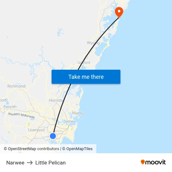 Narwee to Little Pelican map