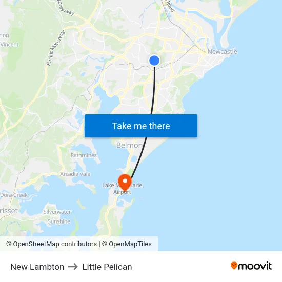 New Lambton to Little Pelican map