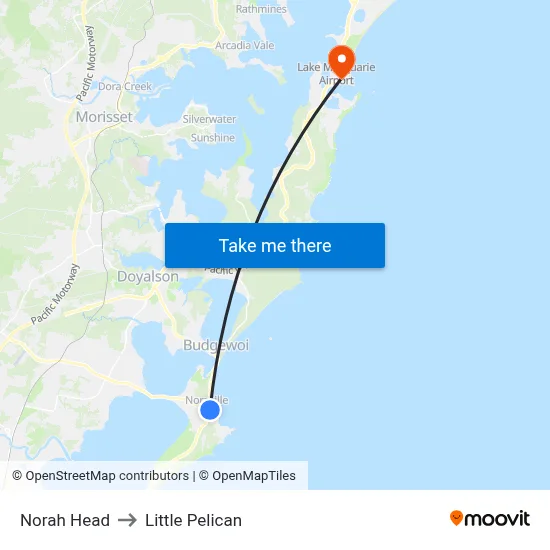 Norah Head to Little Pelican map